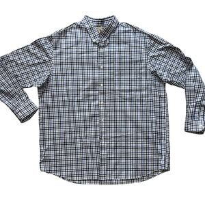 Duluth Trading Co Men’s Button Down Shirt 2XL Tall Blue Plaid WrinkleFighter EUC
